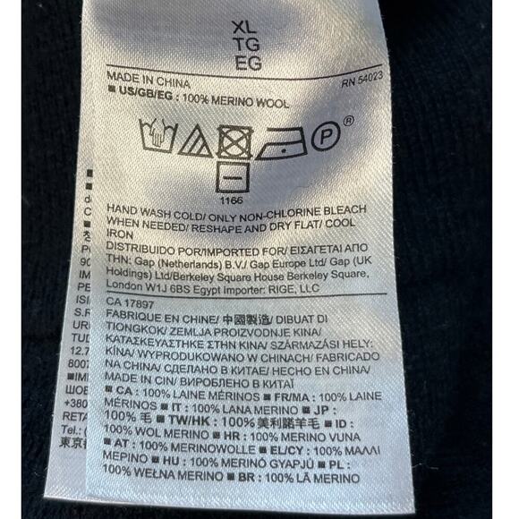 Banana Republic Mens XL Black/Blue 100%MerinoWool Sweater Business Casual FLAW - Picture 7 of 10